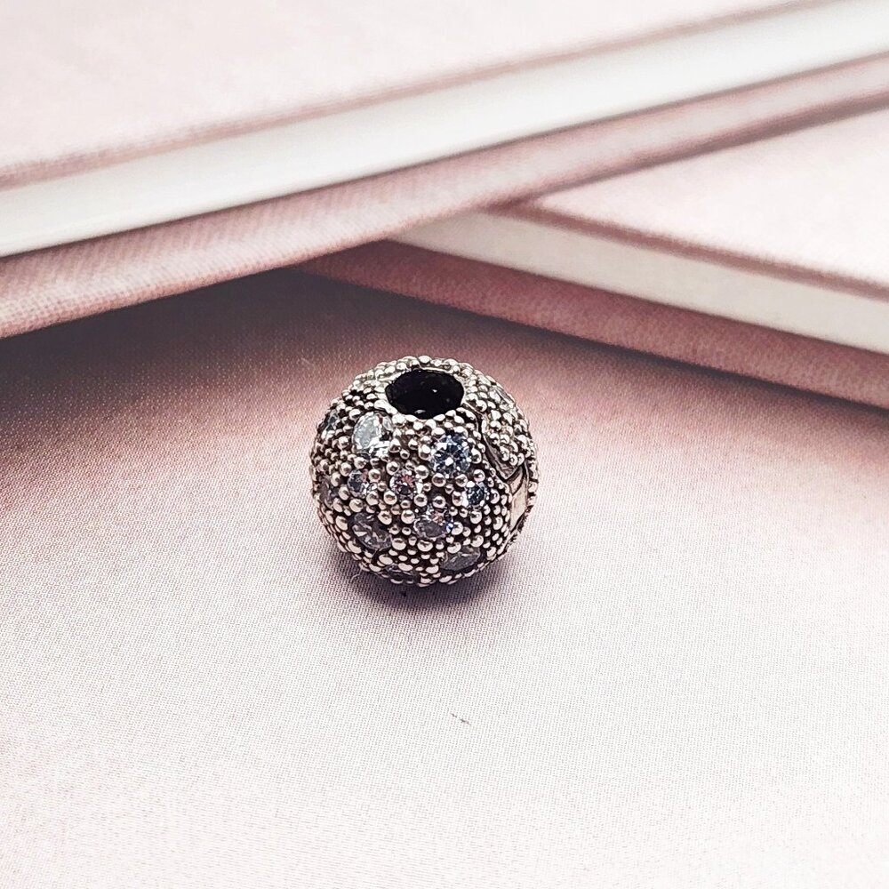 Pandora Cosmic Stars Clip Clear CZ Sparkly 925 Sterling Silver Charm Authentic